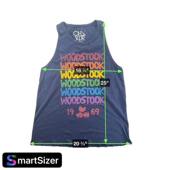 Chaser NWT Women's Medium Blue 100% Cotton Woodstock 1969 Rainbow Tank Top - Picture 8 of 8